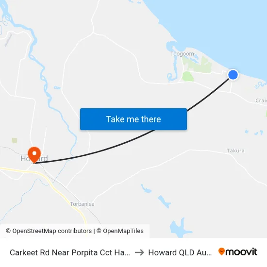 Carkeet Rd Near Porpita Cct Hail 'N' Ride to Howard QLD Australia map