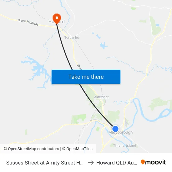 Susses Street at Amity Street Hail 'N' Ride to Howard QLD Australia map