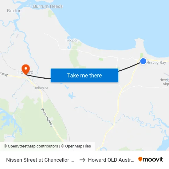 Nissen Street at Chancellor Drive to Howard QLD Australia map