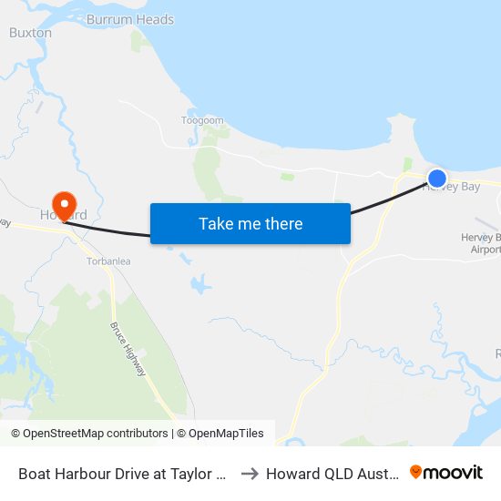 Boat Harbour Drive at Taylor Street to Howard QLD Australia map