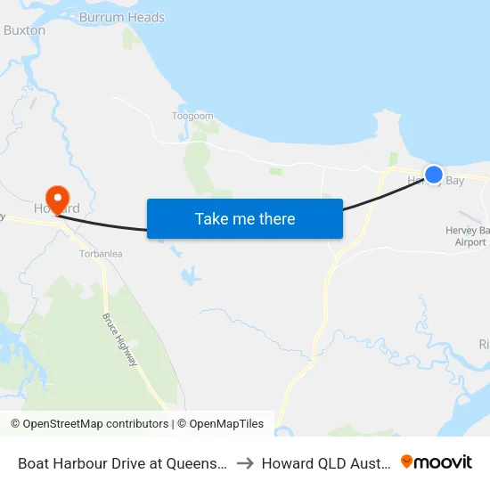 Boat Harbour Drive at Queens Road to Howard QLD Australia map