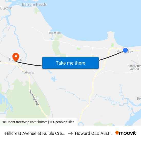 Hillcrest Avenue at Kululu Crescent to Howard QLD Australia map