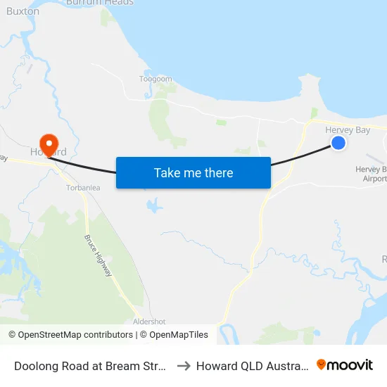Doolong Road at Bream Street to Howard QLD Australia map
