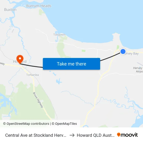 Central Ave at Stockland Hervey Bay to Howard QLD Australia map