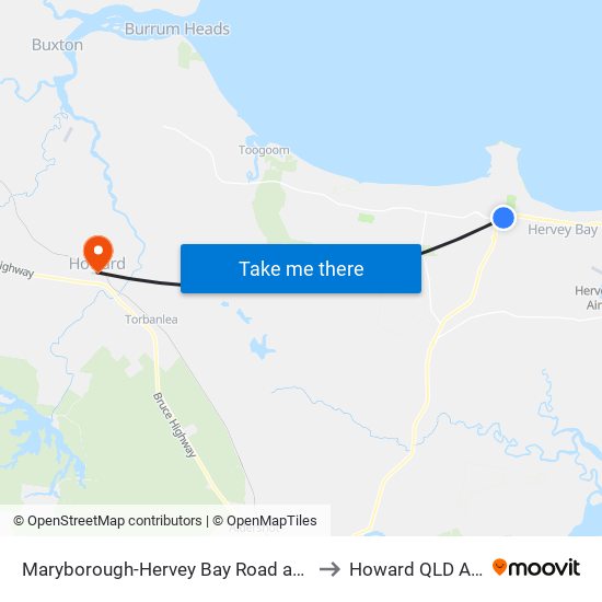 Maryborough-Hervey Bay Road at Fairway Drive to Howard QLD Australia map