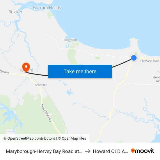 Maryborough-Hervey Bay Road at Fairway Drive to Howard QLD Australia map
