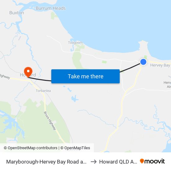 Maryborough-Hervey Bay Road at Fairway Drive to Howard QLD Australia map