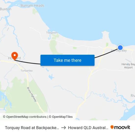 Torquay Road at Backpackers to Howard QLD Australia map