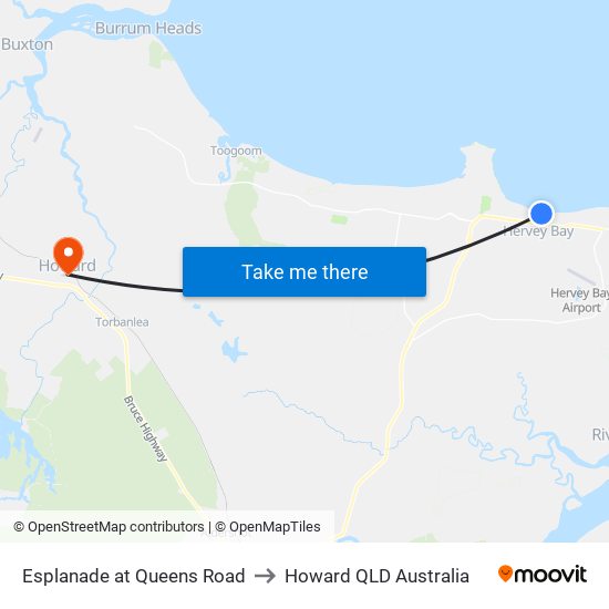 Esplanade at Queens Road to Howard QLD Australia map