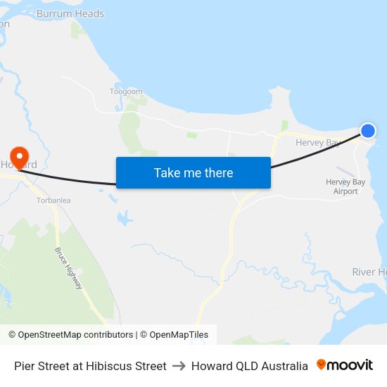 Pier Street at Hibiscus Street to Howard QLD Australia map