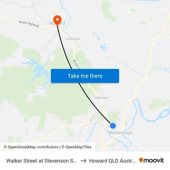 Walker Street at Stevenson Street to Howard QLD Australia map