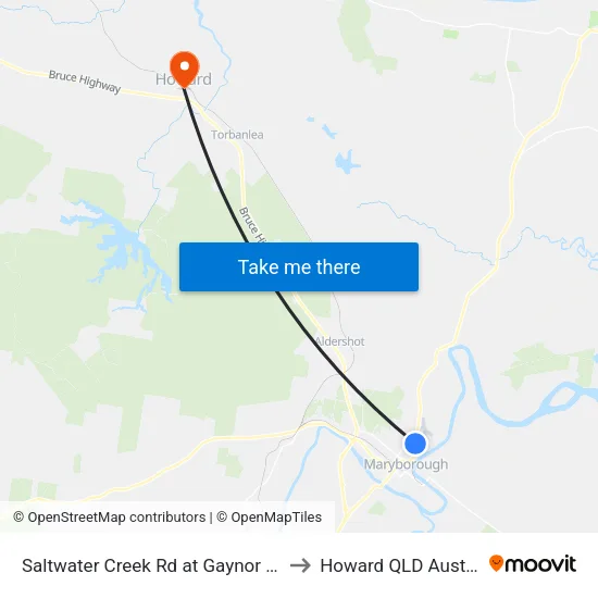 Saltwater Creek Rd at Gaynor Street to Howard QLD Australia map