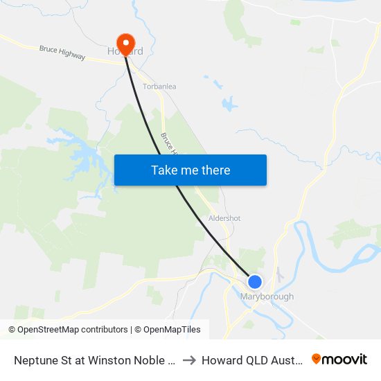 Neptune St at Winston Noble Drive to Howard QLD Australia map