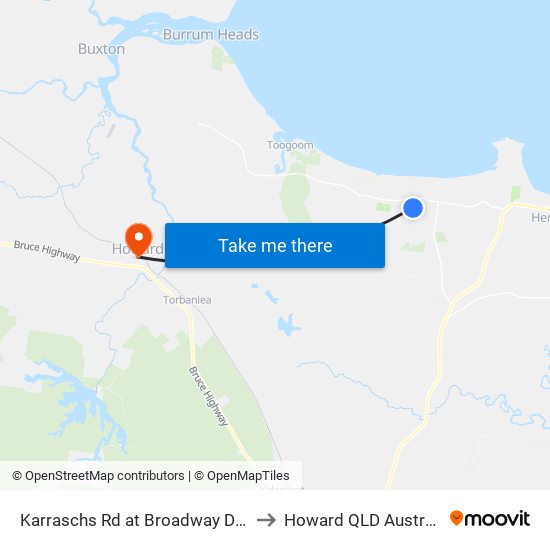 Karraschs Rd at Broadway Drive to Howard QLD Australia map