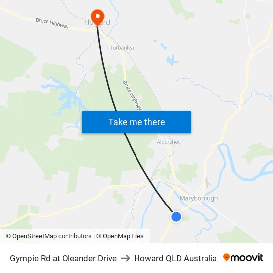 Gympie Rd at Oleander Drive to Howard QLD Australia map