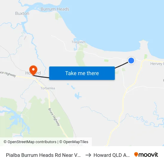 Pialba Burrum Heads Rd Near Valfern Ct Hnr to Howard QLD Australia map