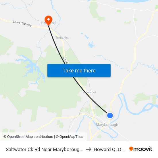 Saltwater Ck Rd Near Maryborough Sports Club Hnr to Howard QLD Australia map