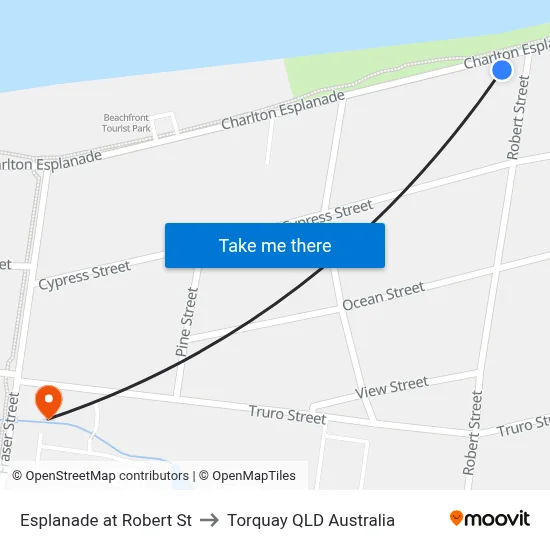 Esplanade at Robert St to Torquay QLD Australia map