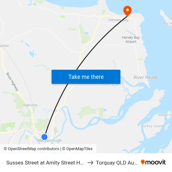 Susses Street at Amity Street Hail 'N' Ride to Torquay QLD Australia map