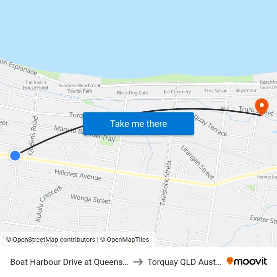 Boat Harbour Drive at Queens Road to Torquay QLD Australia map
