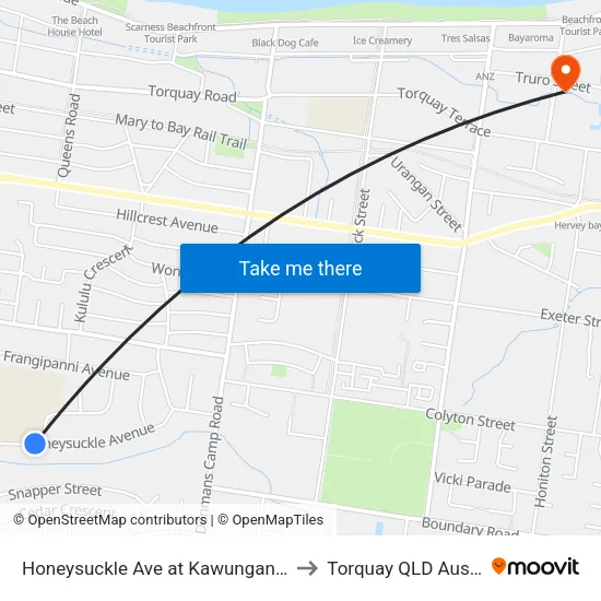 Honeysuckle Ave at Kawungan School to Torquay QLD Australia map