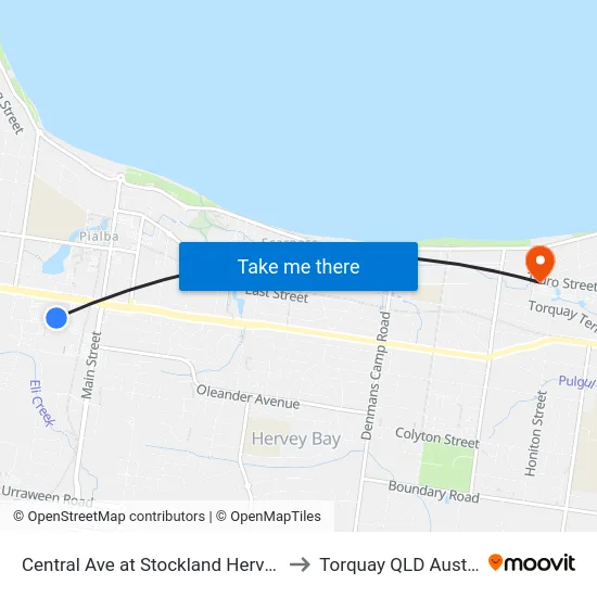 Central Ave at Stockland Hervey Bay to Torquay QLD Australia map