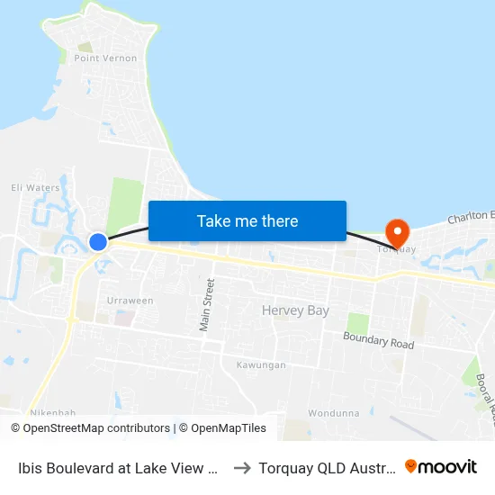 Ibis Boulevard at Lake View Court to Torquay QLD Australia map