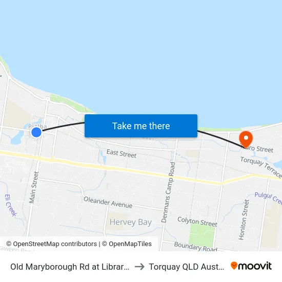 Old Maryborough Rd at Library/Uni to Torquay QLD Australia map