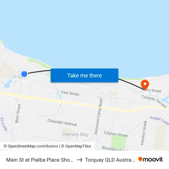 Main St at Pialba Place Shops to Torquay QLD Australia map