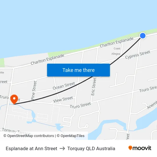Esplanade at Ann Street to Torquay QLD Australia map