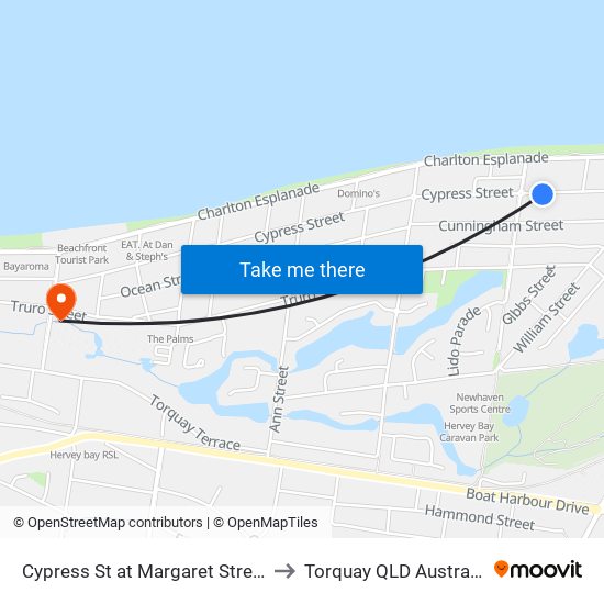 Cypress St at Margaret Street to Torquay QLD Australia map