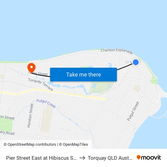 Pier Street East at Hibiscus Street to Torquay QLD Australia map