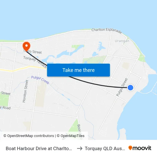 Boat Harbour Drive at Charlton Street to Torquay QLD Australia map