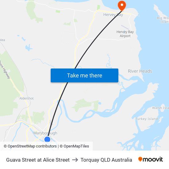 Guava Street at Alice Street to Torquay QLD Australia map