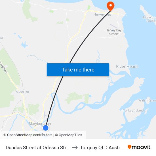 Dundas Street at Odessa Street to Torquay QLD Australia map