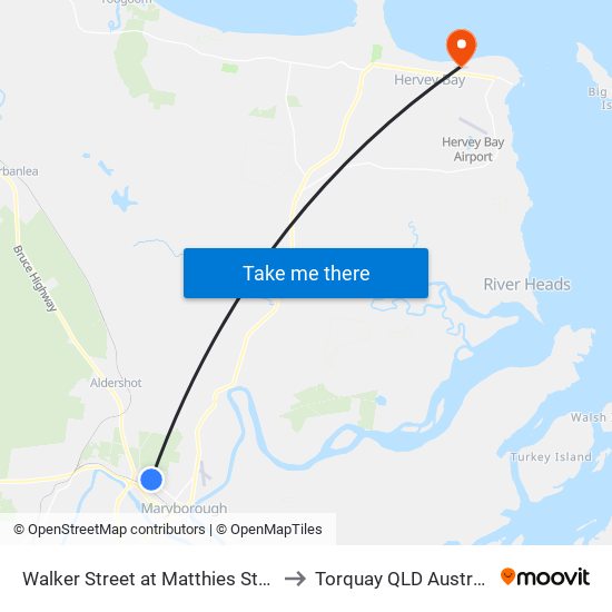 Walker Street at Matthies Street to Torquay QLD Australia map