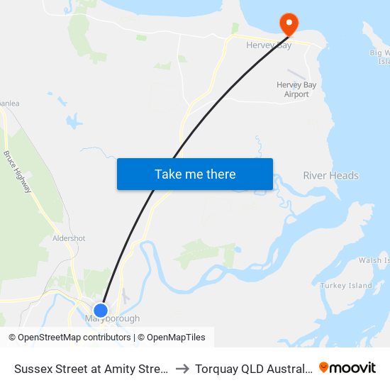 Sussex Street at Amity Street to Torquay QLD Australia map