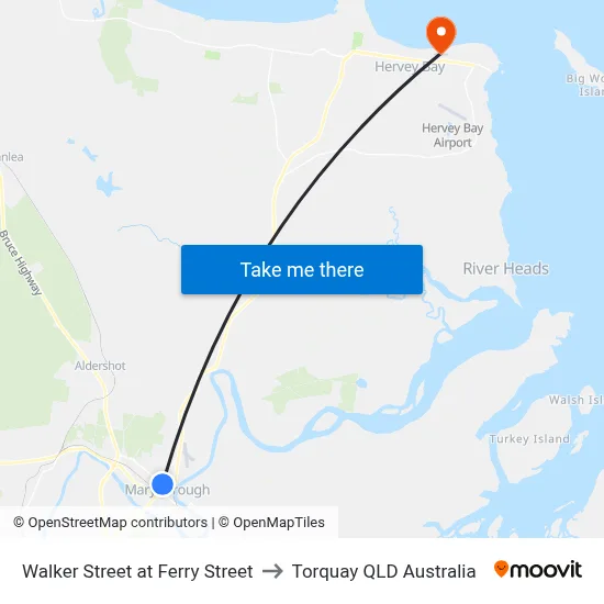 Walker Street at Ferry Street to Torquay QLD Australia map