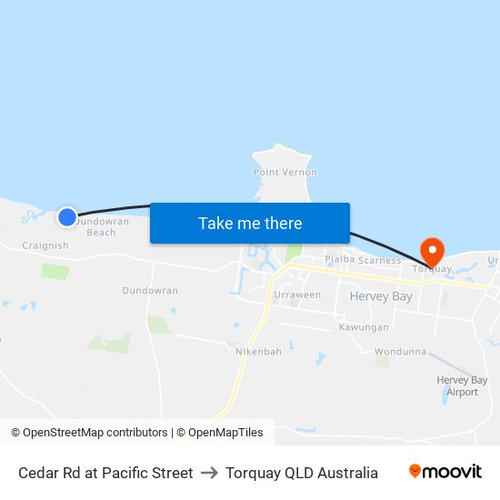 Cedar Rd at Pacific Street to Torquay QLD Australia map