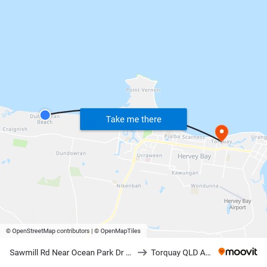 Sawmill Rd Near Ocean Park Dr Hail 'N' Ride to Torquay QLD Australia map