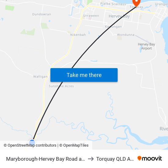 Maryborough-Hervey Bay Road at Noble Road to Torquay QLD Australia map