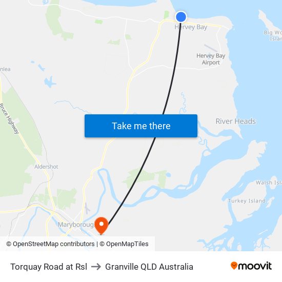 Torquay Road at Rsl to Granville QLD Australia map