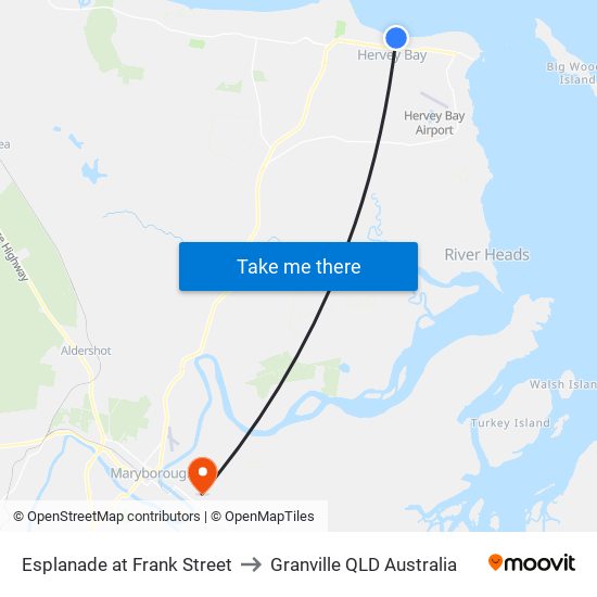 Esplanade at Frank Street to Granville QLD Australia map