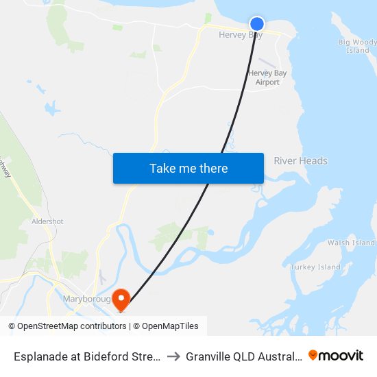 Esplanade at Bideford Street to Granville QLD Australia map