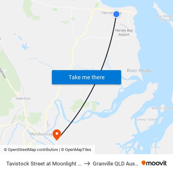 Tavistock Street at Moonlight Avenue to Granville QLD Australia map