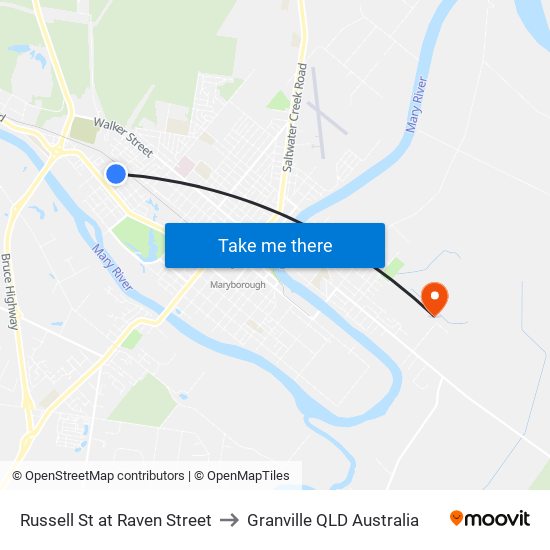 Russell St at Raven Street to Granville QLD Australia map