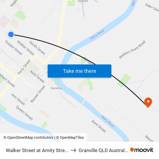 Walker Street at Amity Street to Granville QLD Australia map