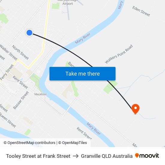 Tooley Street at Frank Street to Granville QLD Australia map