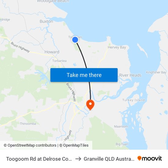 Toogoom Rd at Delrose Court to Granville QLD Australia map