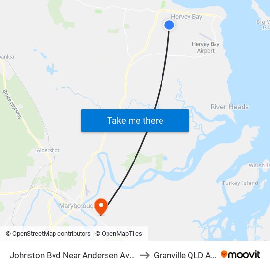 Johnston Bvd Near Andersen Ave Hail 'N' Ride to Granville QLD Australia map